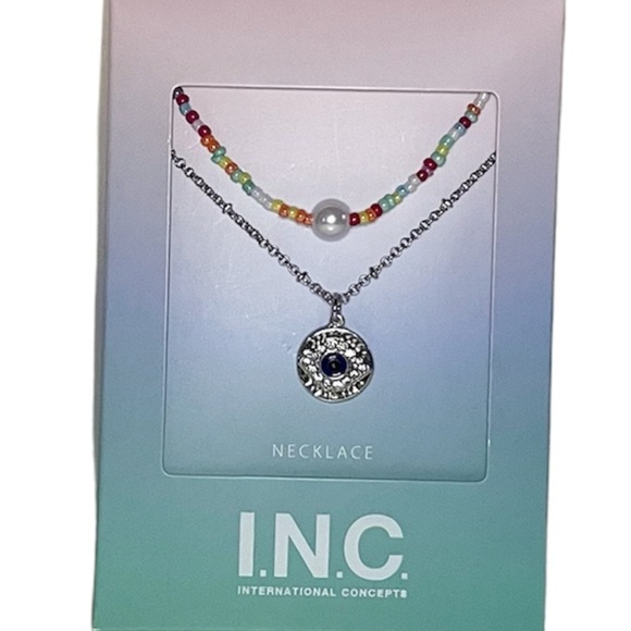 INC International Concepts Mixed Bead and Evil Eye Pendant Necklaces 2 Pc Set - Picture 11 of 11